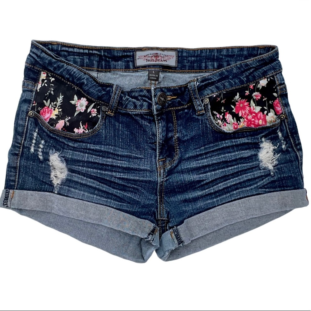 Iris Jeans modern vintage cuffed denim shorts shorties distressed
